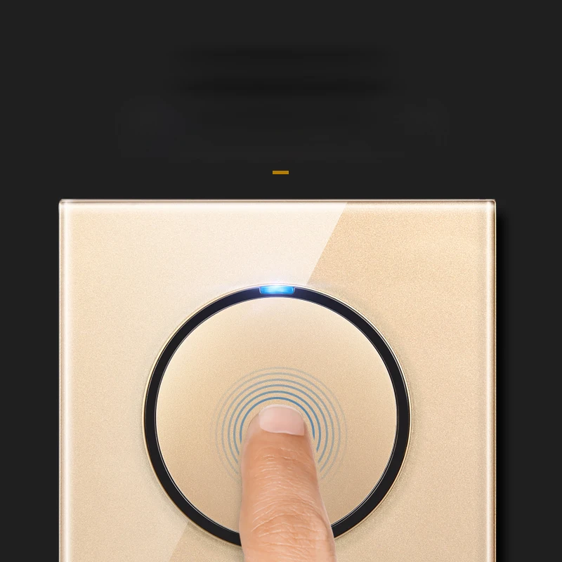 Champagne Gold and White Glass Switch 1 Gang 2 Gang 3 Gang 4 Gang Switch Panel Wall Type 86 with LED TV Phone Socket 36 Styles image 2