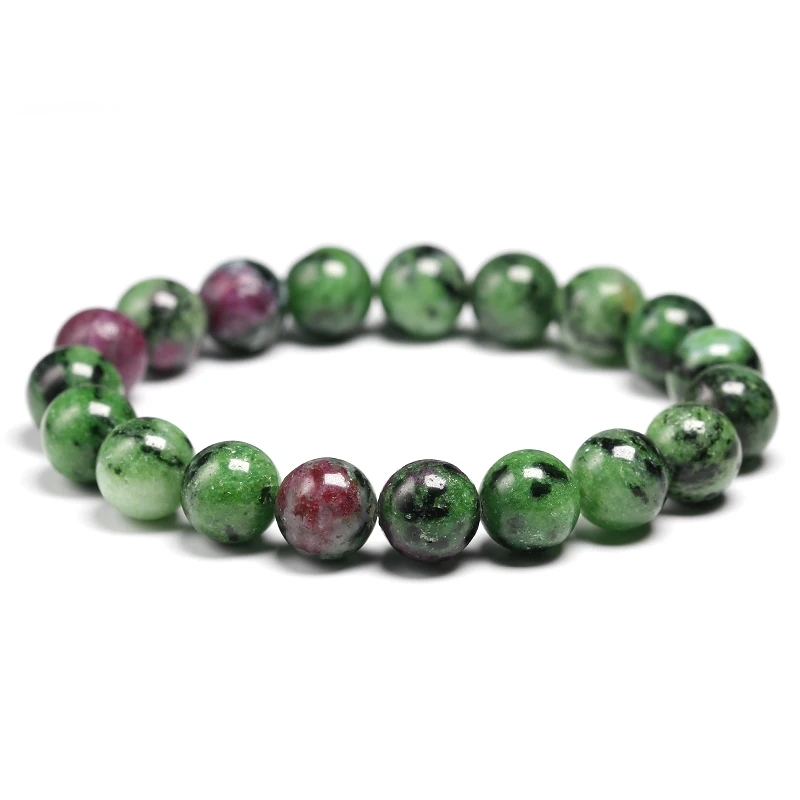 Genuine Natural Green Anyolite  Rubys Zoisite Stone Stretchy 6 8 10mm Round Beads Bracelet Women Men Jewelry