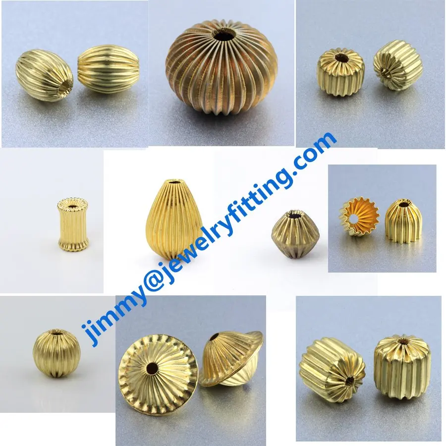 jewelry findings size 15mm fashion jewelry corrugated beads DIY beads spacer beads Brass