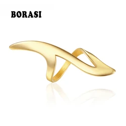 BORASI Fashion Street Style Elements Party Ring For Women Hyperbole Gold Color Ring Stainless Steel Finger Jewelry New Rings