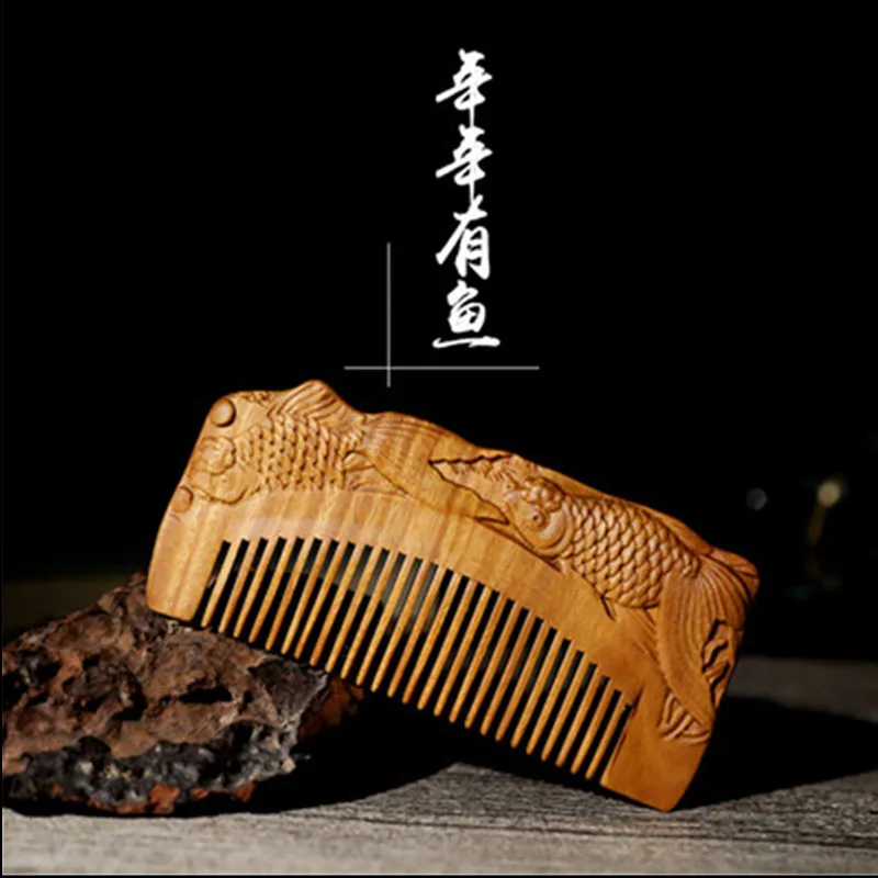 

Professional Wooden Hair Comb Handmade Hair Brush Health Care Anti-static Massage Black Sandalwood Comb Wedding/ Birthday Gift