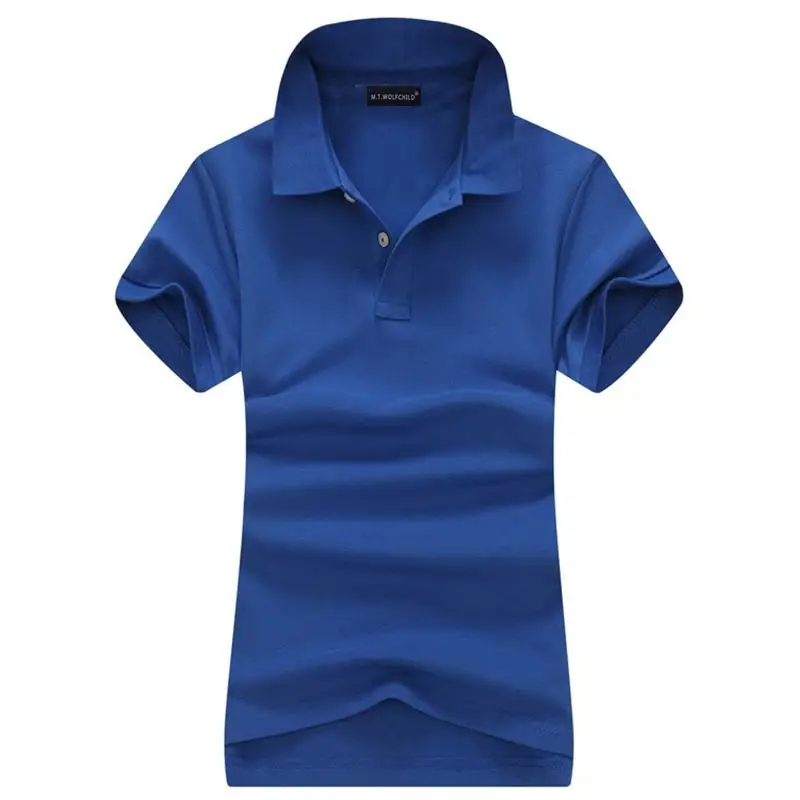100% Cotton 2022 Summer New Womens Short Sleeve Polos Shirts Casual Solid Color Polos Femmes Fashion Lady Lapel Slim Tops