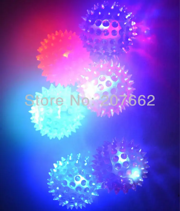 12pcs/lot 5.5cm rubber light up bouncy ball Elastic Spike LED Flash Light Massage Ball Fun Games Party Favor Gift