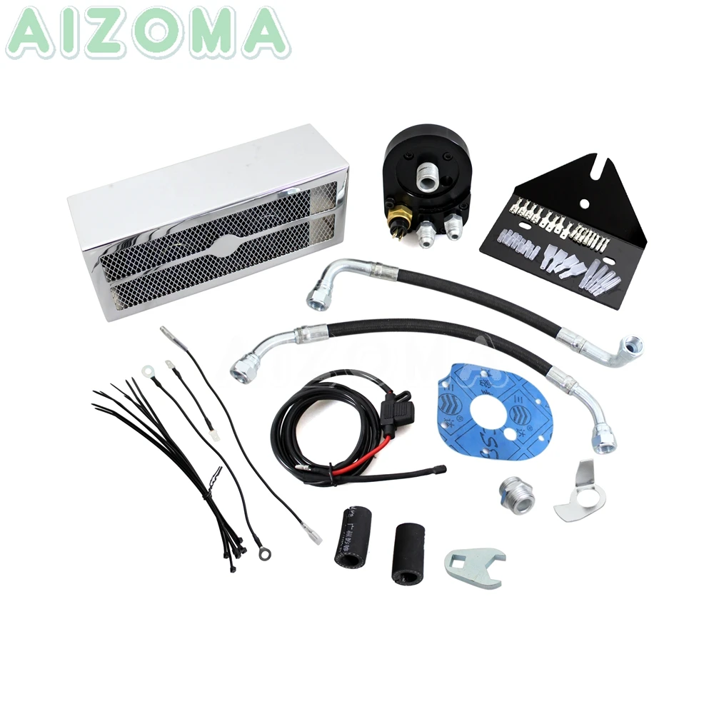 

Motorcycle 2.0 Reefer Complete Oil Cooler Assembly w/Oil Filter & Funnel Kit For Harley Dyna Low Rider Street Fat Bob 1993-2017