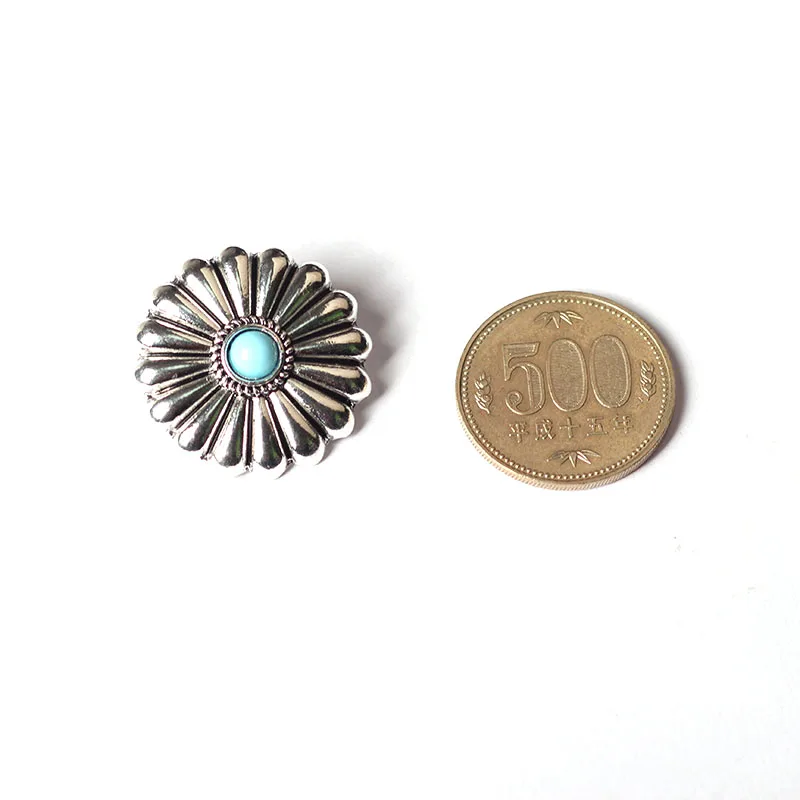 3pcs/lot 28MM Retro Zinc Alloy Round Daisy Flowers  Decorative Buttons Charms Pendants For DIY Accessories