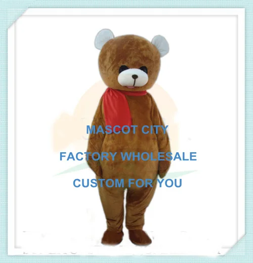 

Red Scarf Brown Bear Mascot Costume Adult Size Cartoon Character Mascotte Mascota Outfit Suit Fancy Dress SW1229