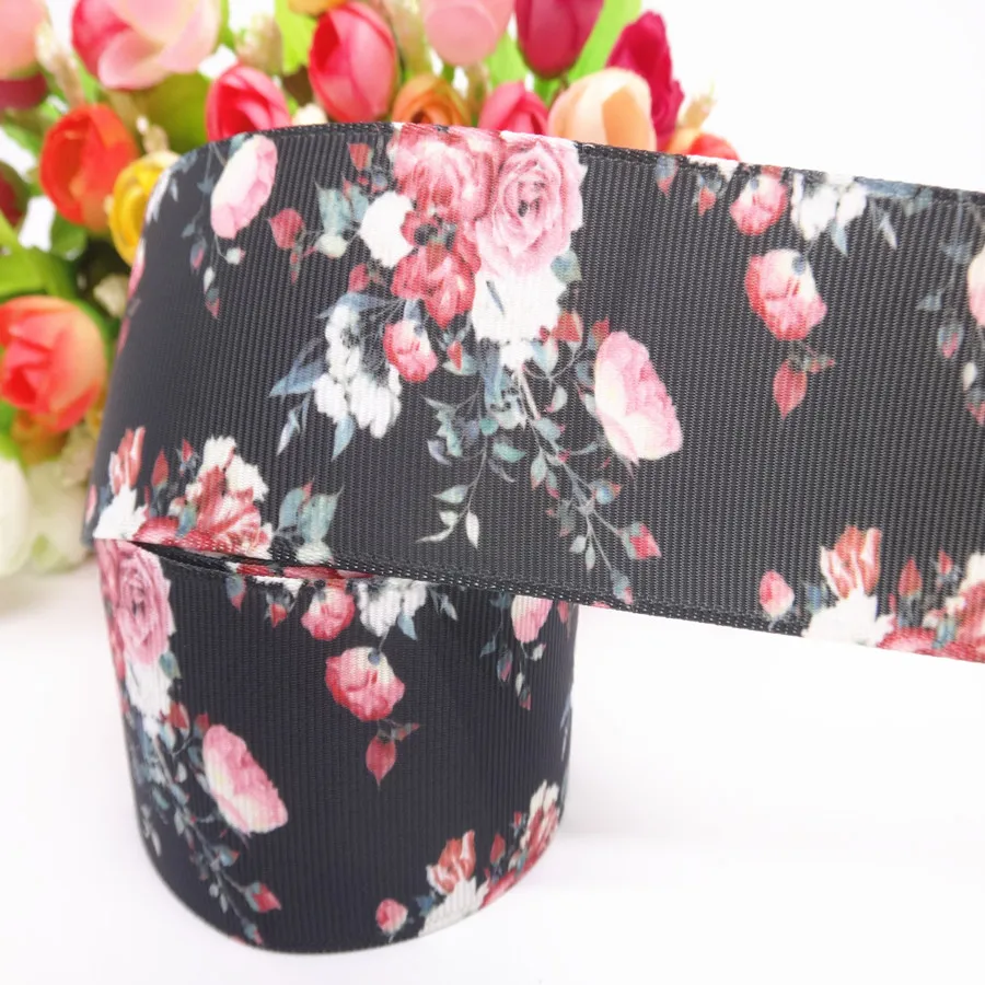 10 Yards 1" 25MM /1.5" 38MM Blumenmuster-Grosgrainband für Haarschleifen, DIY-Dekoration, Bastelarbeiten MD19031201 – Detail 2