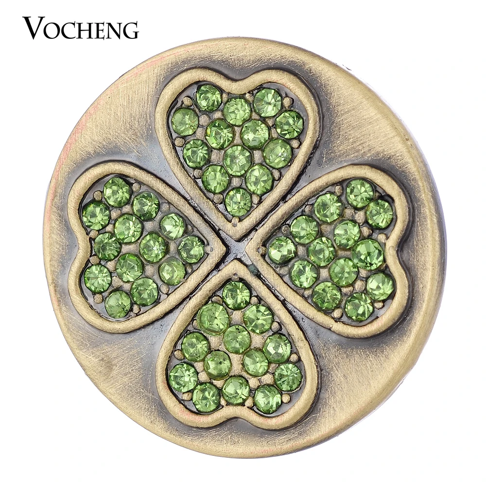 Vocheng Ginger Snap Jewelry Bronze Lucky Button with Crystal 18mm 2 Colors Vn-1803