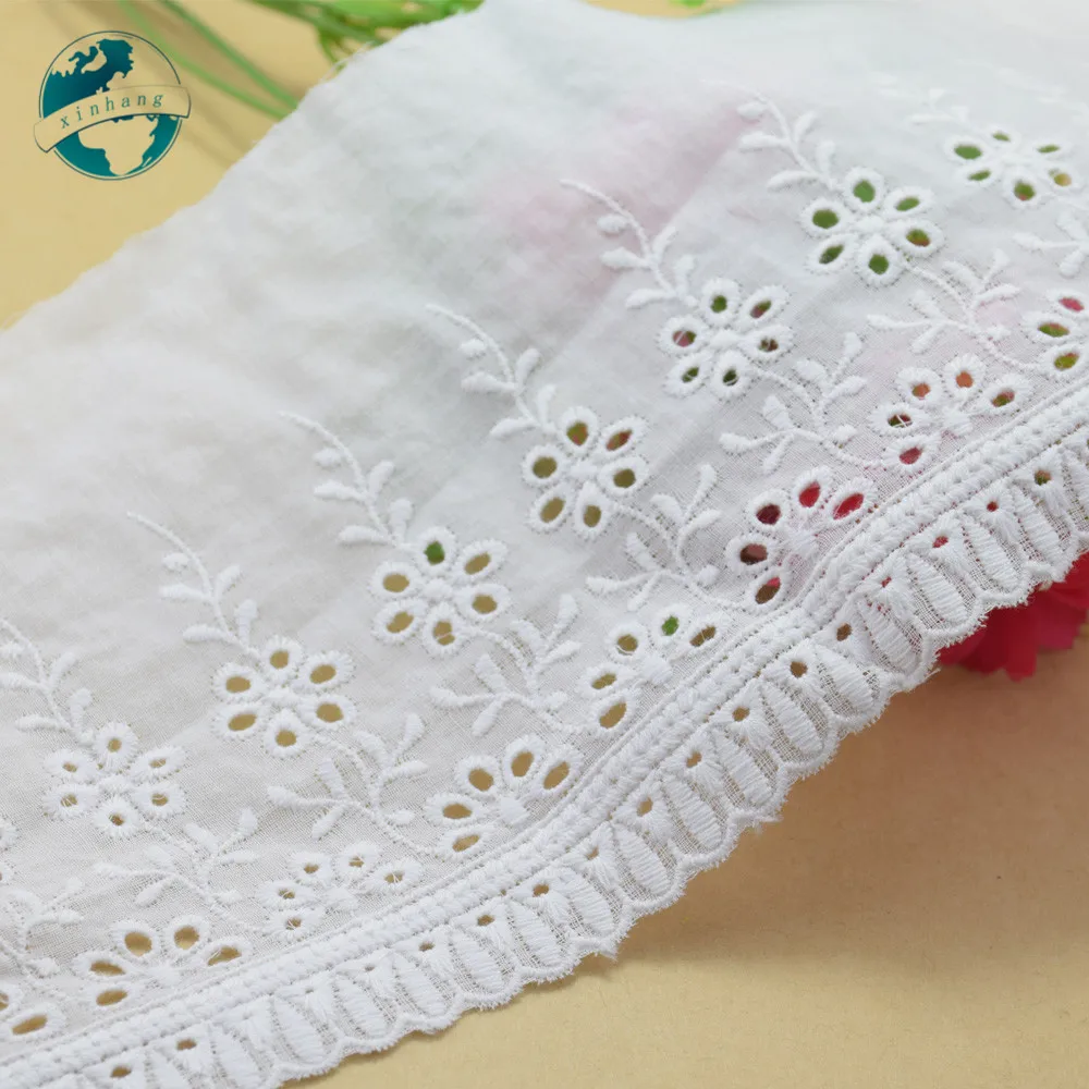 13cm Width 100% Cotton Embroid Lace Sewing Ribbon French Lace Diy Guipure Trim Fabric Warp Knitting DIY Garment Accessories#3305