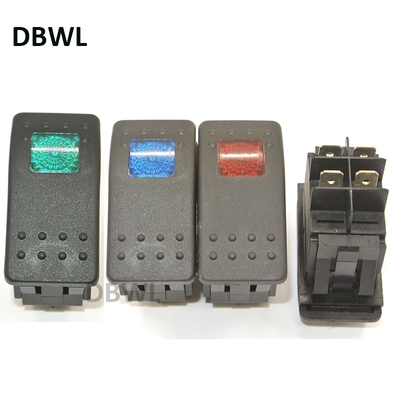 

4Pin Водонепроницаемый автомобиль грузовик светильник 12V 20A кулисный переключатель синий и красный цвета зеленый светодиодный светильник