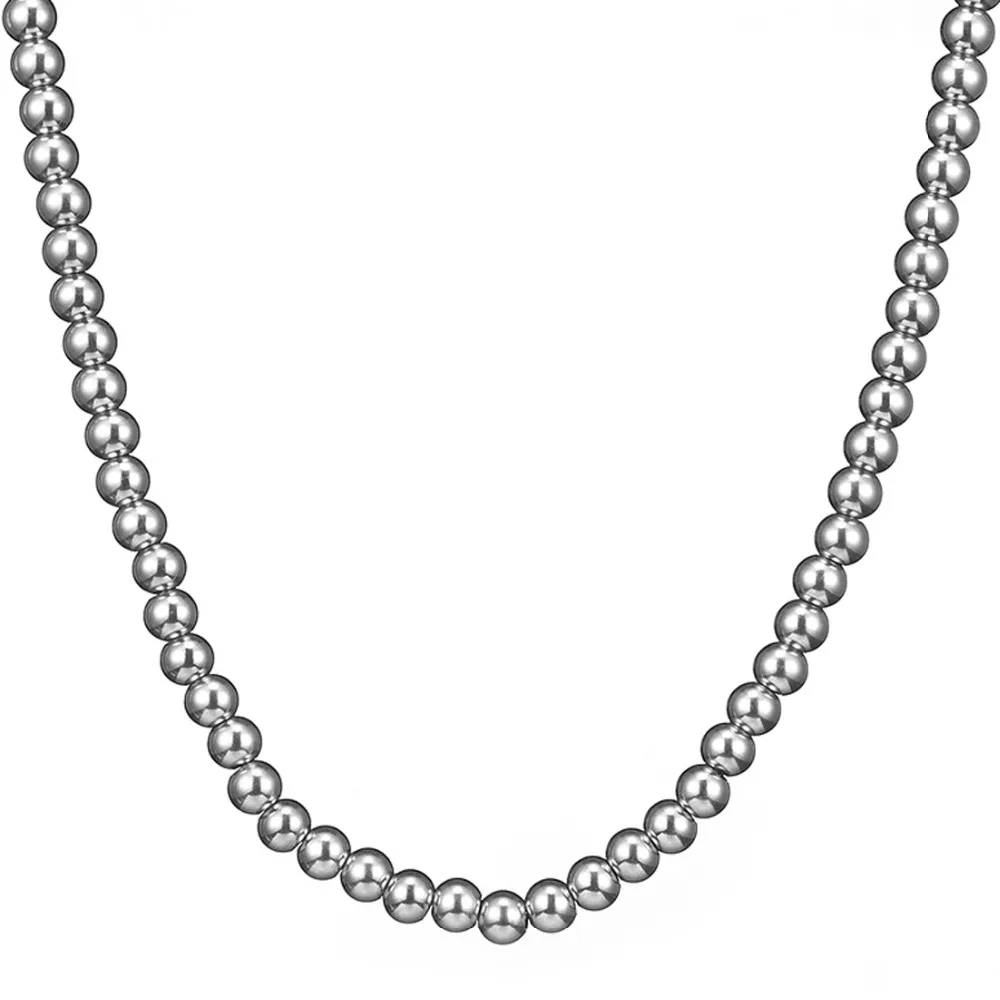 Width 6/8/10mm 316L Stainless Steel Ball Beads Chain Necklace for Men Women