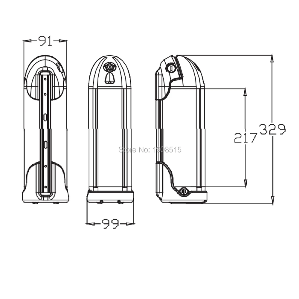 Water Bottle Ebike Frame Battery Pack Case 24V 36V 48V Electric Trike Dolphin Empty Battery Box