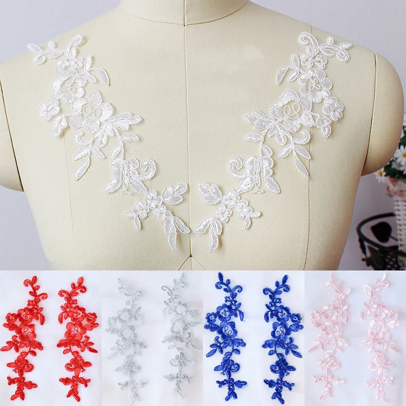 Embroidered Lace Applique for Bridal Dress, Decorative Sewing Craft, Garment Accessories, 10 PCs/Lot