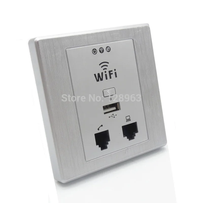 2017 New Item WPL6058 300Mbps Drawing Silver Panel Indoor 86 Socket PoE WiFi Router in Wall AP Wireless Access Point