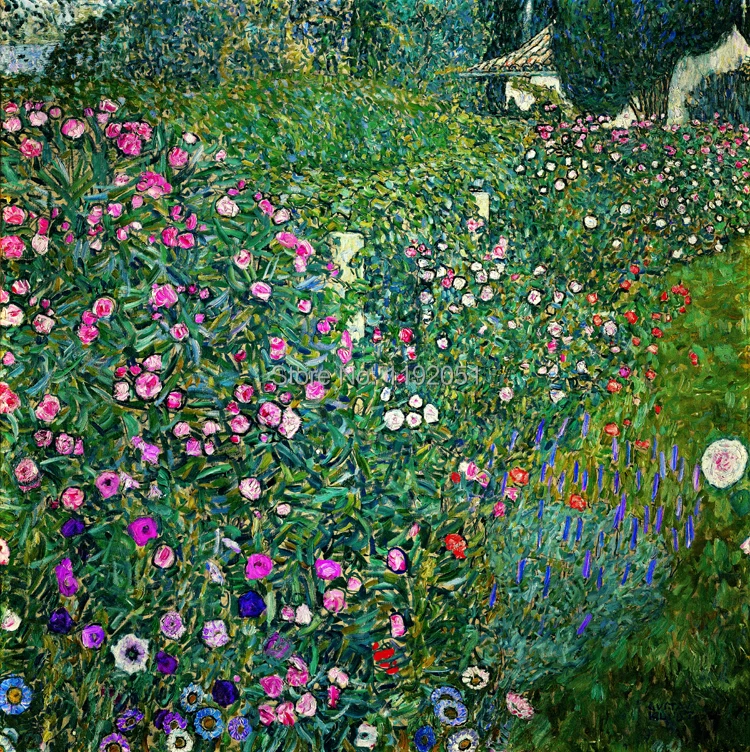 landscape frameless paintings pastoral canvas paintings masterpiece reproduction Italian Garden 1917  By: Gustav Klimt