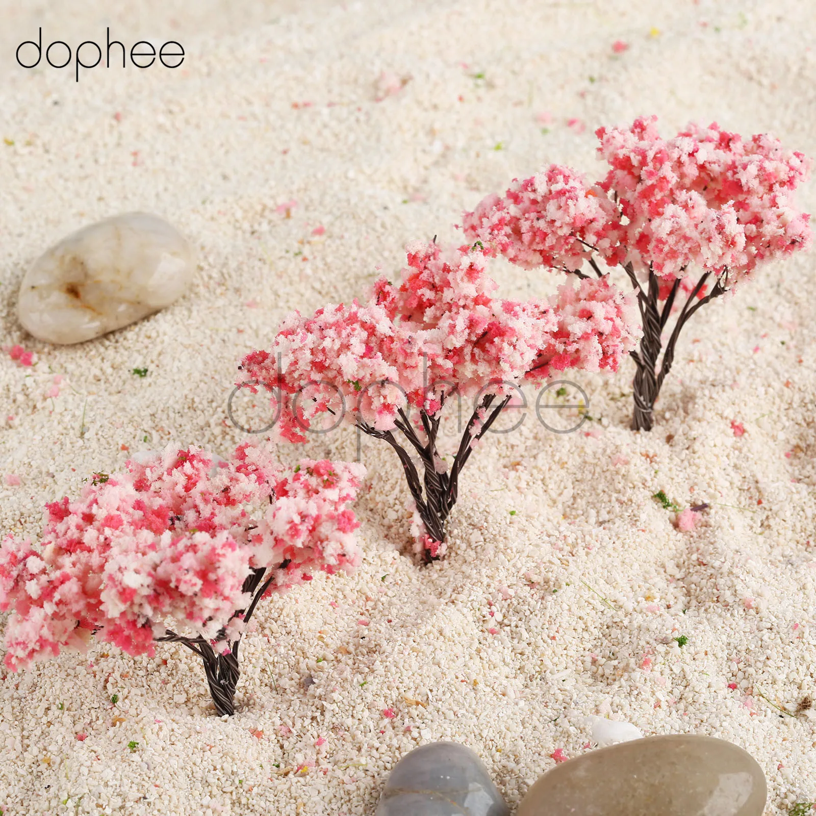 

dophee 20pcs Cherry Blossom Model trees 2.56inch (6.5cm) model landscape Miniatures Trees Building model