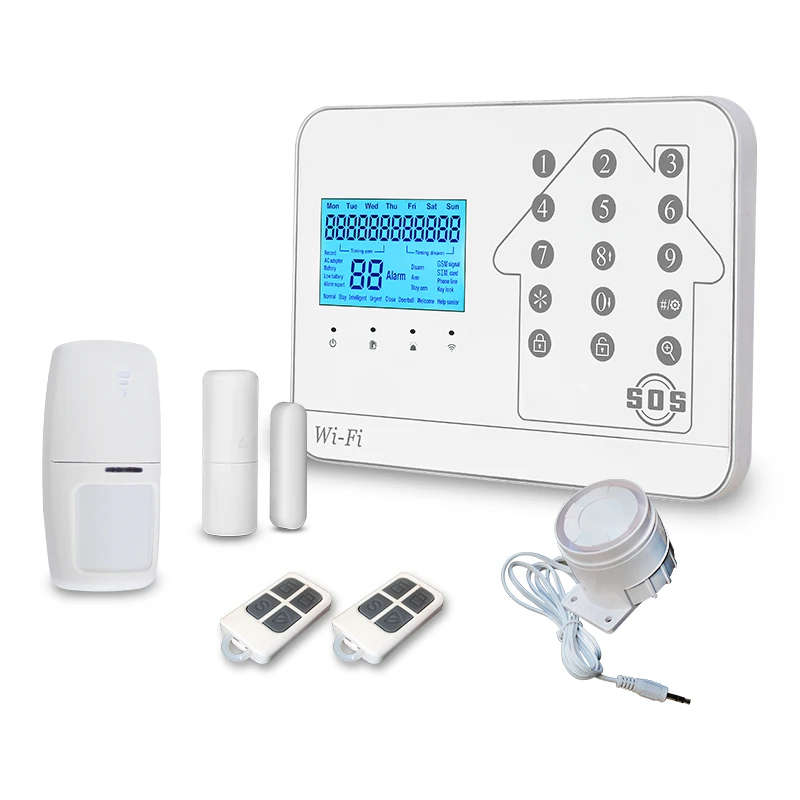 Wifi sistema de alarme pstn app controle sem fio gsm sistema de alarme segurança em casa kit diy com detector movimento sensor assaltante