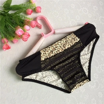 Fashion Men's Brief Underwear Sexy Penis  Bikini Male Undershorts Smooth Men Underpants Lace leopard men's underwear jockstrap