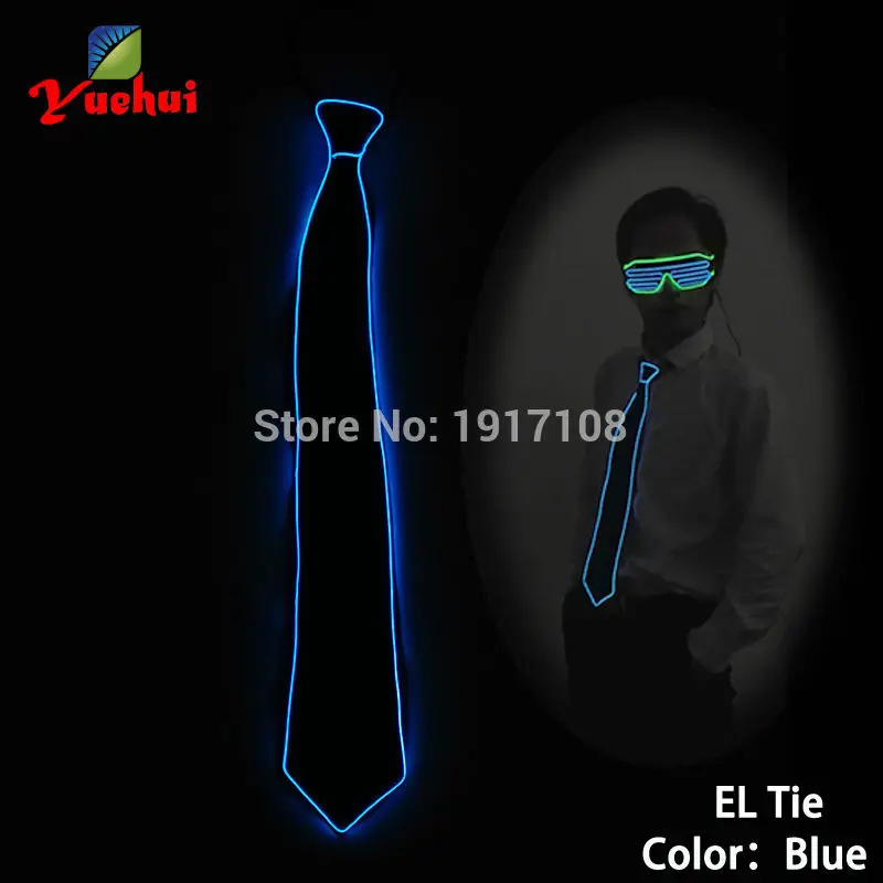 High quality 10 Color Available Luminous Sound active EL Necktie LED tie Light up By Battery Men's Wedding Gift Party Supplies