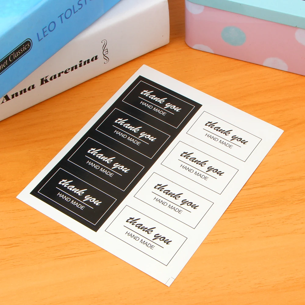 80pcs/10sheet Thank You Label Stickers Kraft Label Sticker Diameter For Diy Hand Made For Gift Cake Sealing Hang Tag