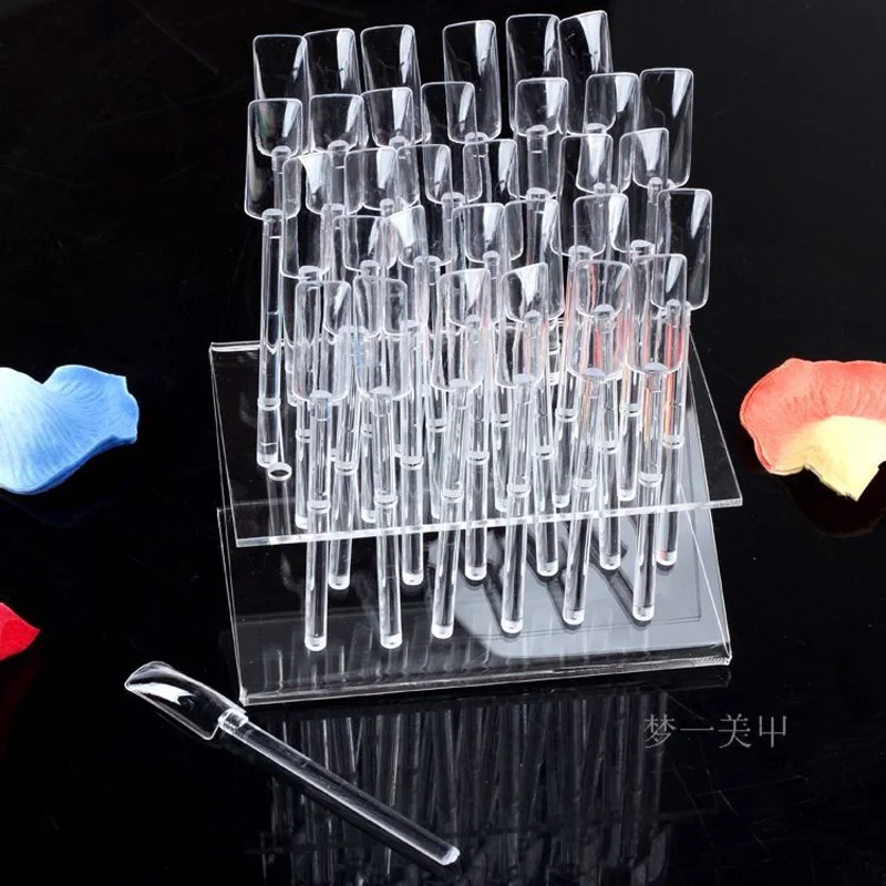 32 Tips Pop Sticks Acrylic Nail Art Clear Tips Display Stand Nail Polish Practice Training Tool Color Swatches