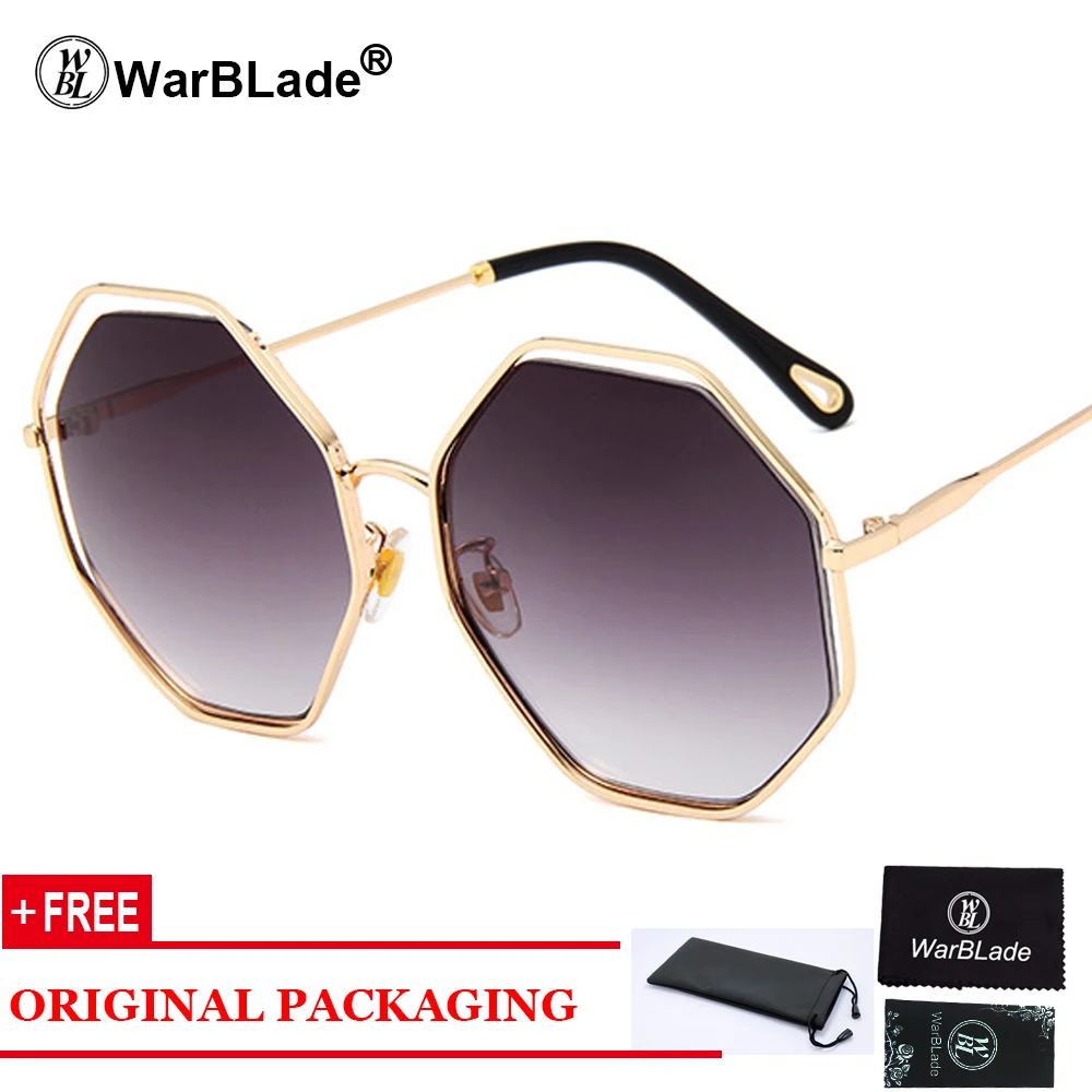 2018 New Oversize Double Colors Frame Women Square Sunglasses Fashion Pearl Effect Ladies Gradient Lens Shades UV400 WarBLade