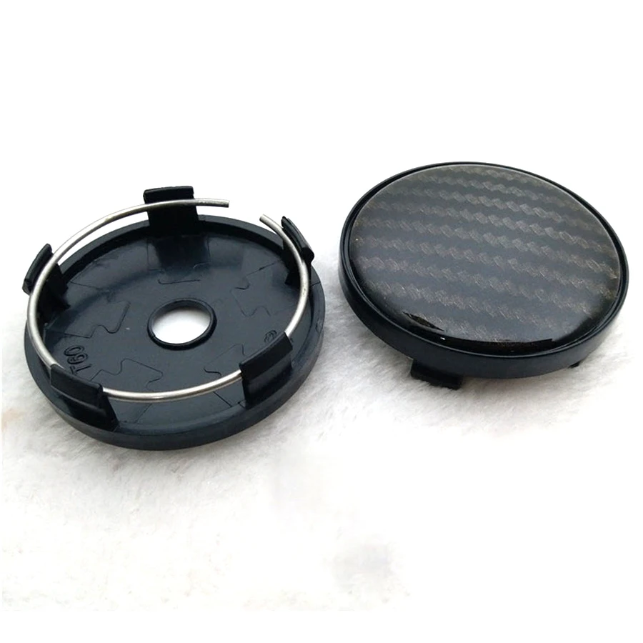 4pcs 60mm/ 58mm Black Carbon fiber ABS Car Wheel Center Hub Caps Decorative cover Set Car Accessories