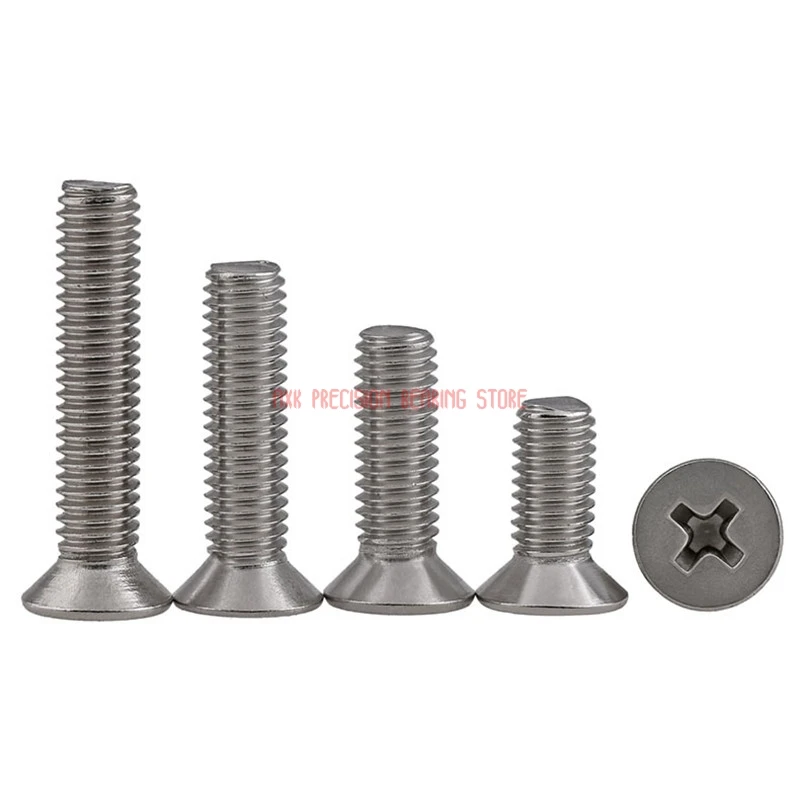 2023 100pcs Gb819 Metric Thread M3 304 Stainless Steel Flat Head Cross Countersunk Screw M3*(5/6/8/10/12/14/16/20/25/30/35/40)