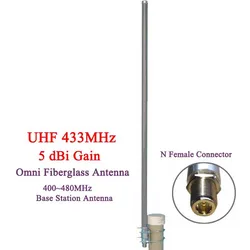 Antena de fibra de vidro omni 433mhz, antena de rádio base, conector fêmea, antena para monitor de teto e ambiente externo