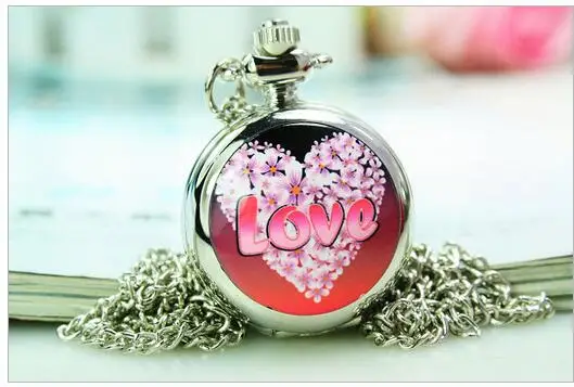 

Wholesale 10 PCS/lot Fashion quartz enamel heart quartz pendant Modern hours pendant Necklace pocket watches