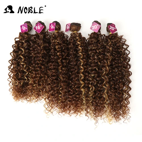 Imagen 2 del producto Armadura de pelo sintético Noble, 16-20 pulgadas, 7 unids/lote, mechones de pelo rizado Afro con cierre, encaje sintético para mujeres negras