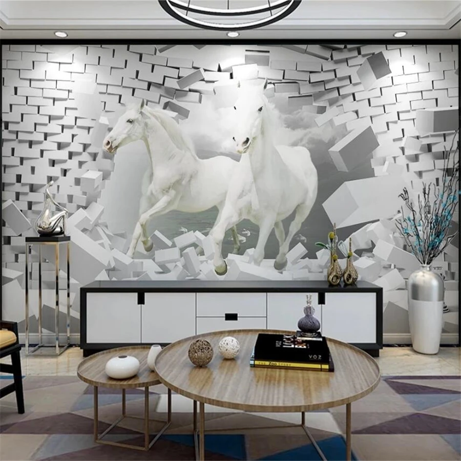 Custom wallpaper 3d photo murals horse stereo creative space decoration TV background wall papers home decor mural 3d wallpaper