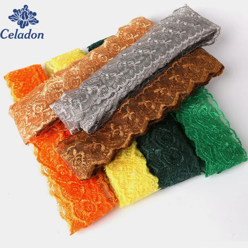 Trim Width 40mm 10 yards/lot Lace Embroidered Net Lace Trim For Sewing DIY Decoration Clothes