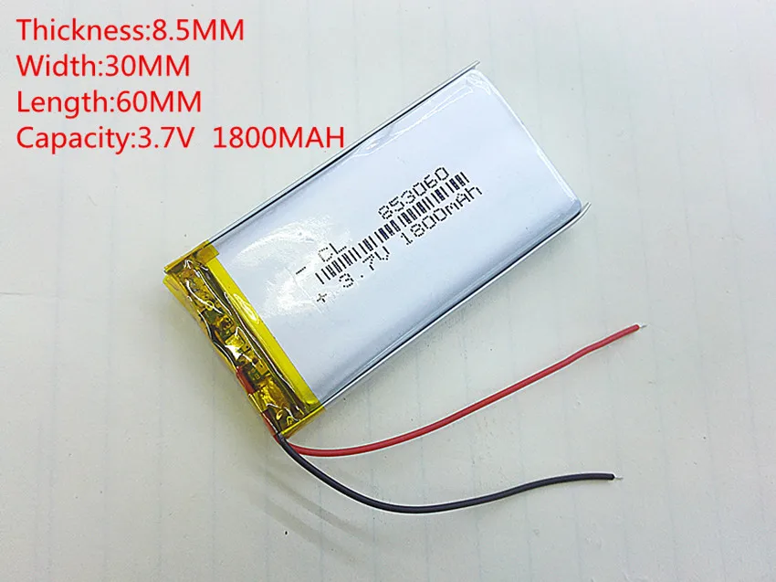 

5pcs 3.7V 1800mAh 853060 Lithium Polymer Li-Po li ion Rechargeable Battery cells For Mp3 MP4 MP5 GPS mobile bluetooth