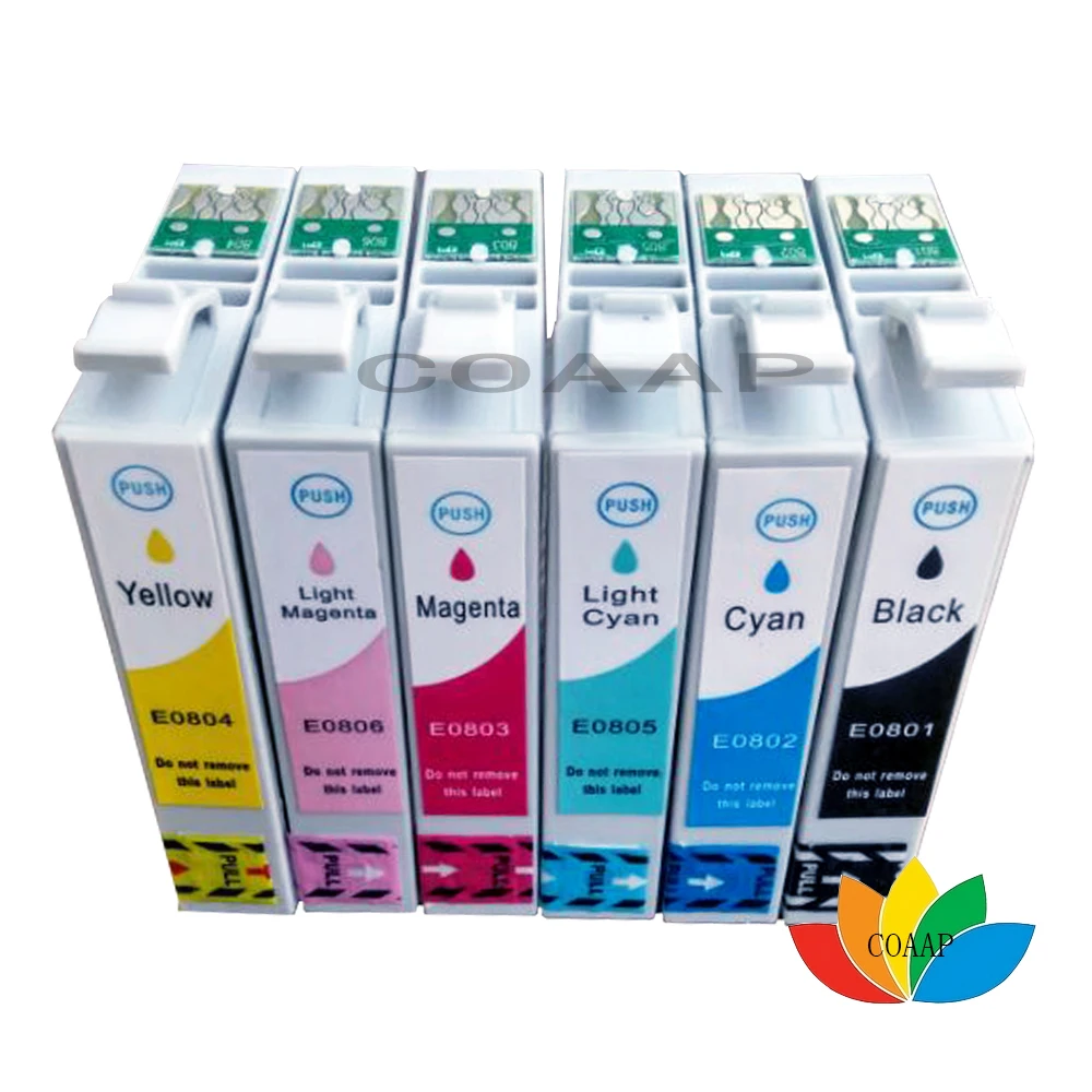 6 Compatible T0801/T0802/T0803/T0804/T0805/T0806 Ink Cartridges for Epson Stylus R265 R285 R360 RX560 RX585 RX685 Printer