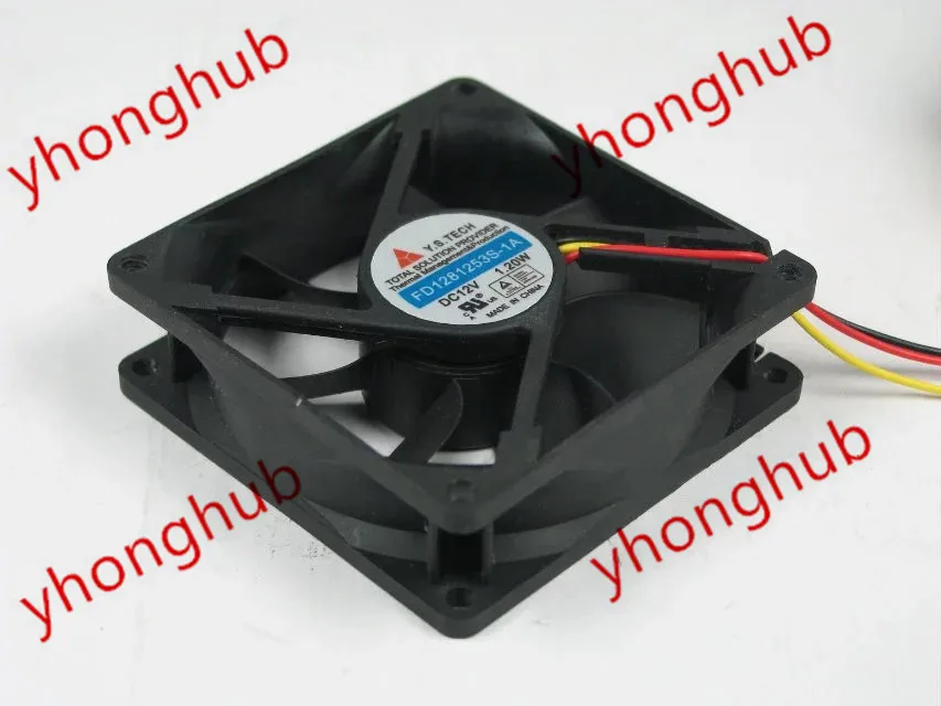 Y.S.TECH  FD1281253S-1A DC 12V 1.2W 3-Wire 80x80x25mm Server Cooling Fan