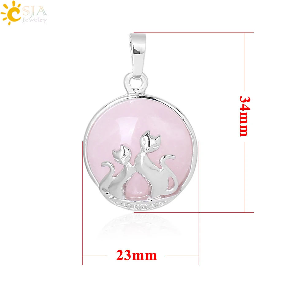 Lovely Cat Shape Pendant for Necklace Natural Gem Stone Charms Pendant Jewelry Love Heart Pendant Girl Women Jewelry Making F333