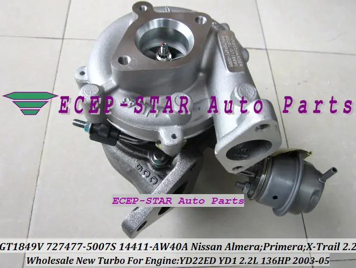 Free Ship Oil Turbo GT1849V 727477 727477-5007S 14411-AW400 Turbocharger For NISSAN Almera  X-Trail T30 YD22 YD22ED YD1 2.2L