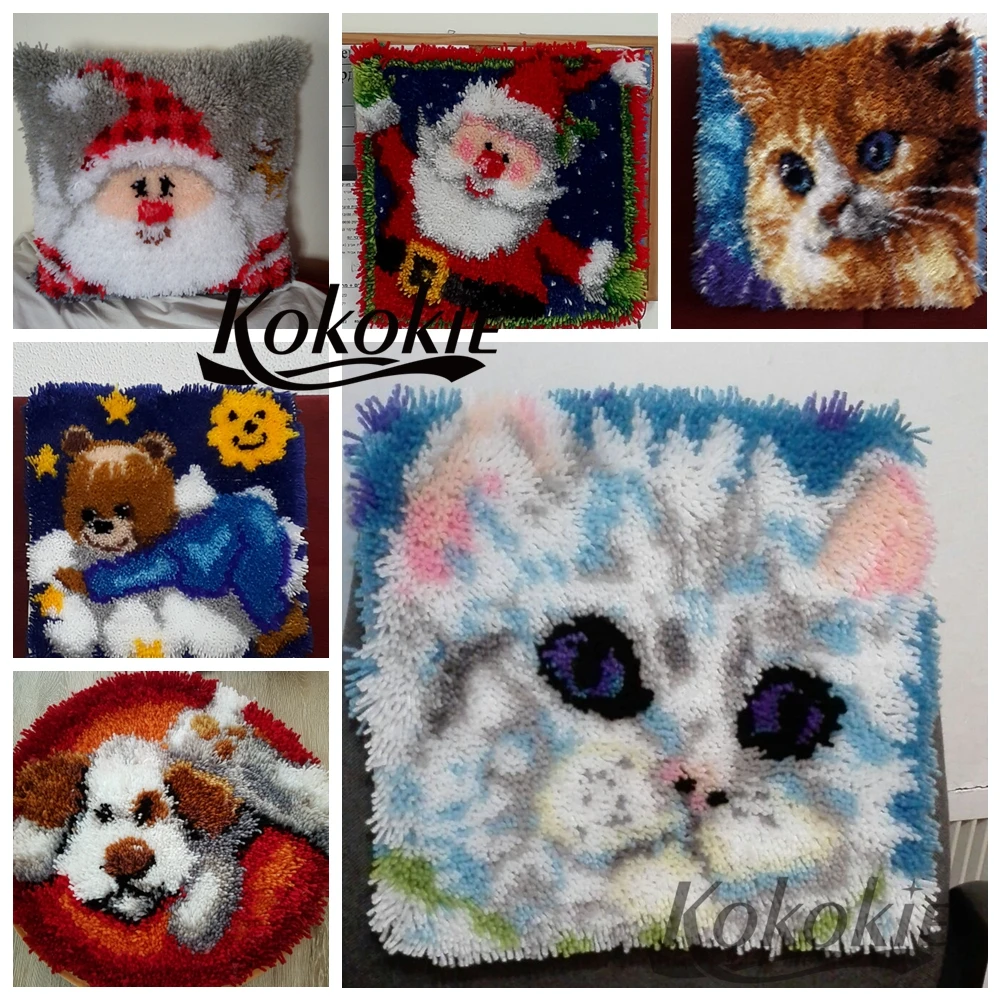 Threads embroidery Latch Hook Rug Kits cross stitch pillowcase embroider cushion mat Crocheting Rug Yarn Needlework set