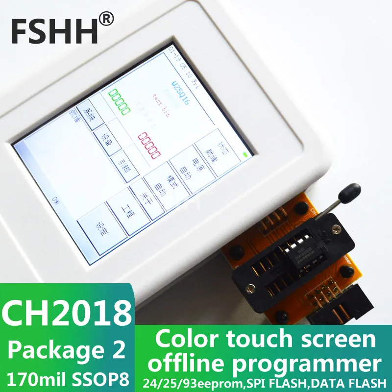 CH2018 اللون شاشة حاليا مبرمج SPI مبرمج 24/25/93EEPROM البيانات SPI فلاش مع 170mil SSOP8 المقبس محول