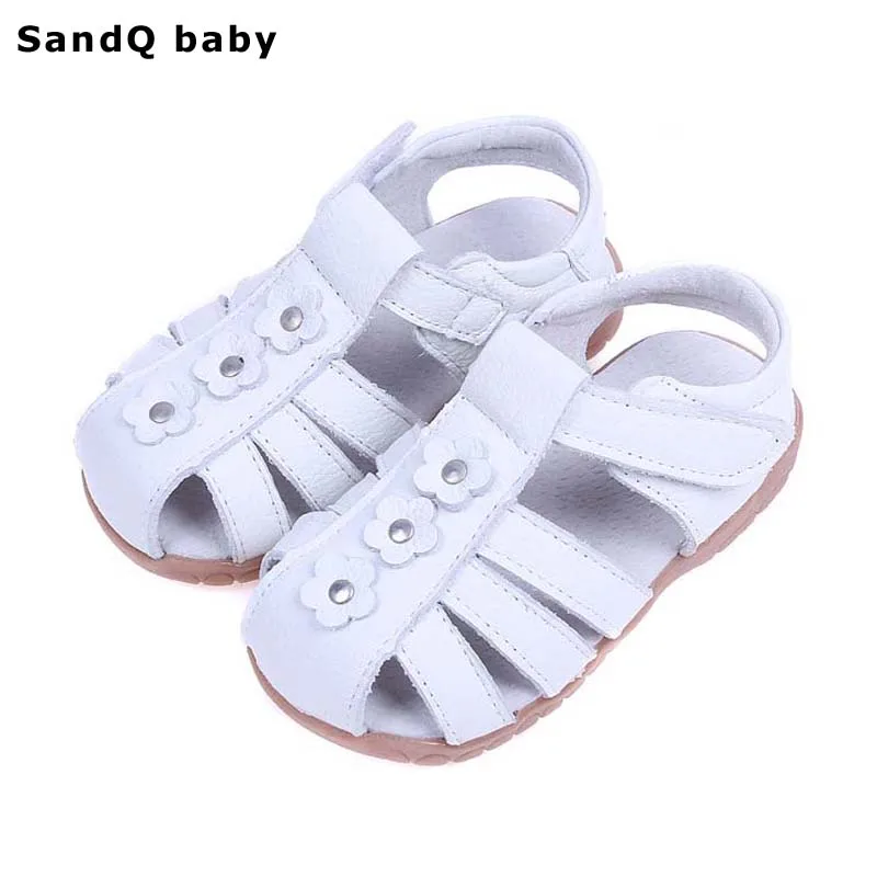 Girls Sandals 2024 Summer Genuine Leather Children Shoes Flower Girls Princess Shoes Slip-resistant Kids Sandals