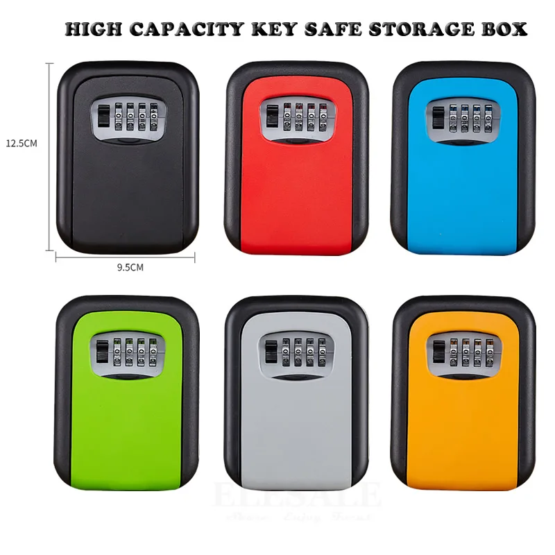 High Quality Metal Key Safe Storage Box with 4-Digit Password Lock Home Garage Apartment Spare Keys Hidden Secret Organizer Box