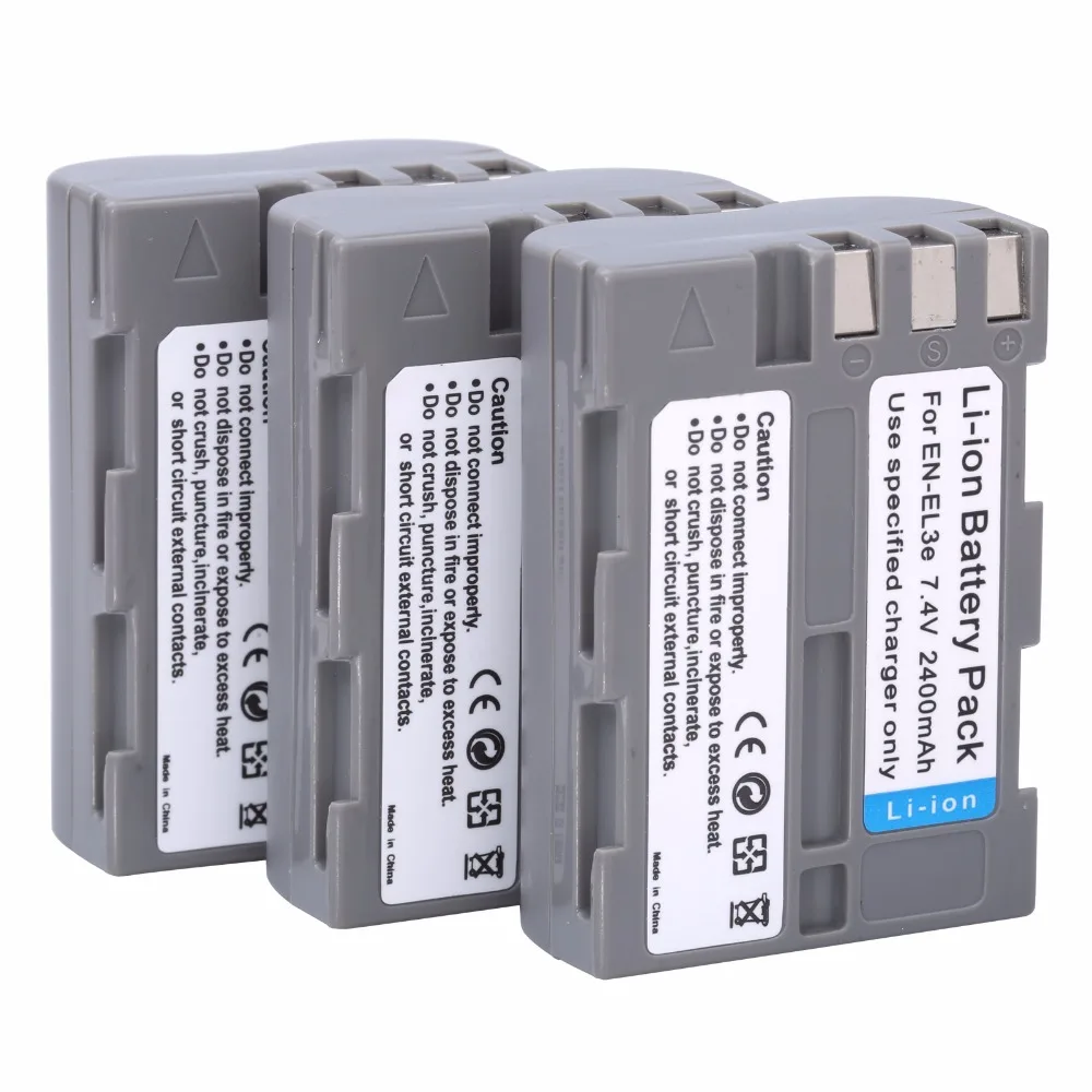 Wholesale 5* EN-EL3e EL3e 7.4V 2400mAh Camera Batteries For Nikon ENEL3E EN EL3E D30 D50 D70 D90 D70S D300