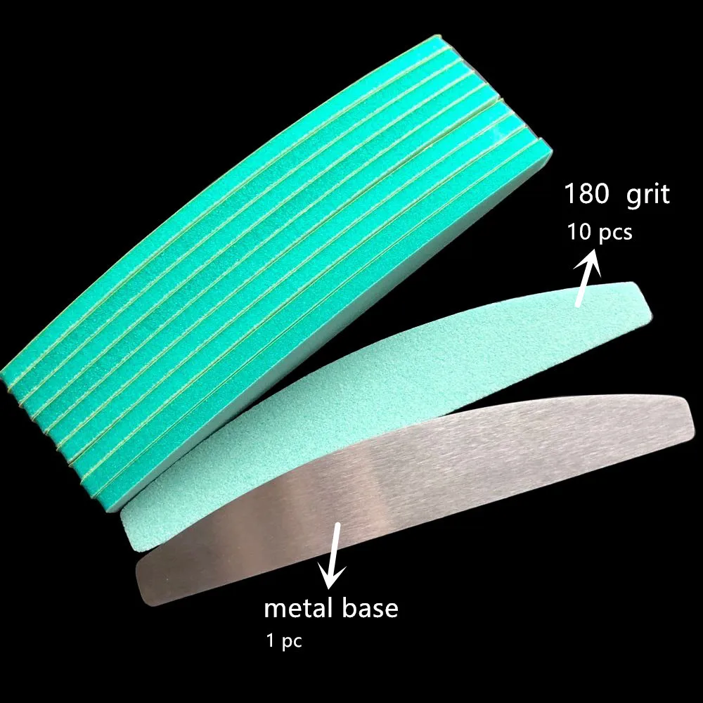 1 قطعة قاعدة معدنية و 10 قطعة استبدال منصات مسمار الإسفنج ملف هافمون شكل مسمار الرملي ملف مبرد أظافر قابل للتخلص