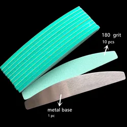 1 pc metal base and 10 pcs replacement pads nail sponge file halfmoon shape nail sanding  file disposable nail file