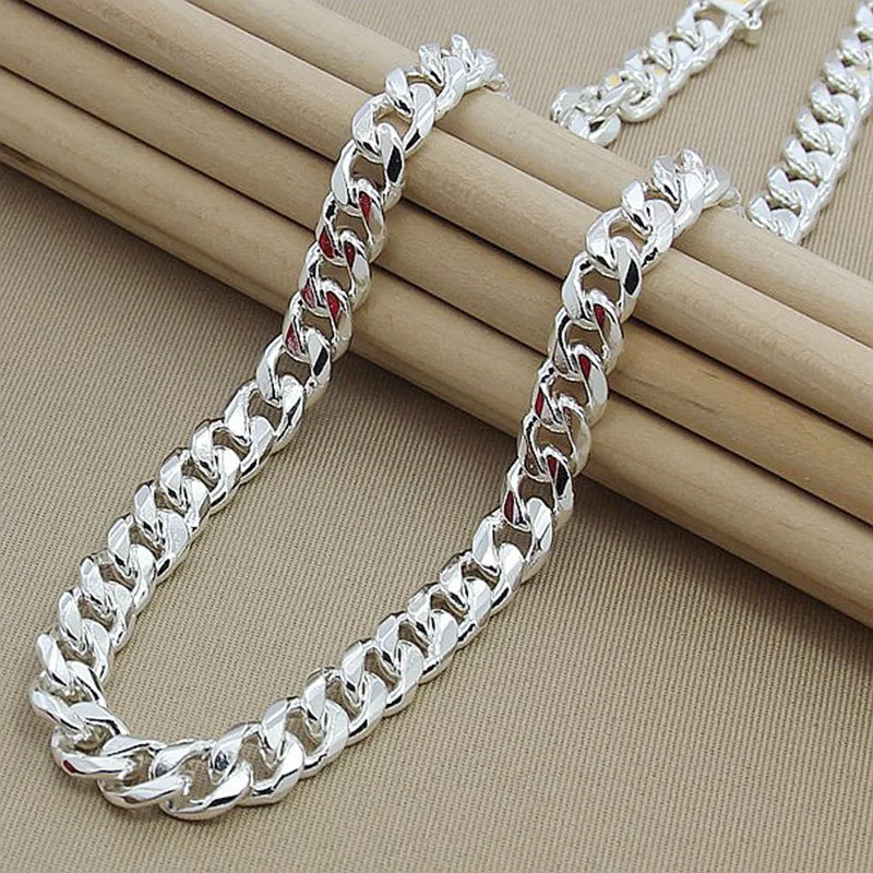 Men's 10MM 925 Sterling Silver Necklace Chain