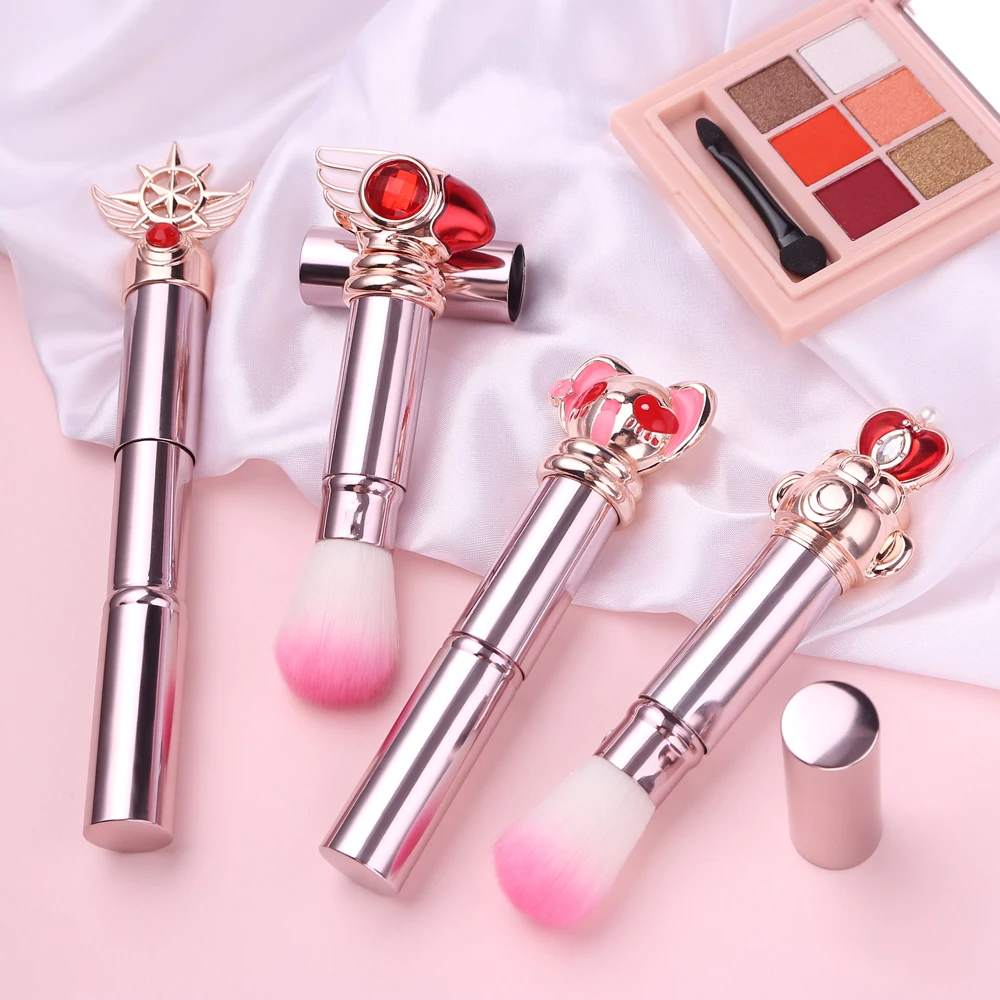 Retractable Foundation Makeup Powder Blush Beauty Brushes Travel Cosmetic Cute Cardcaptor Sakura Card Loose Powder