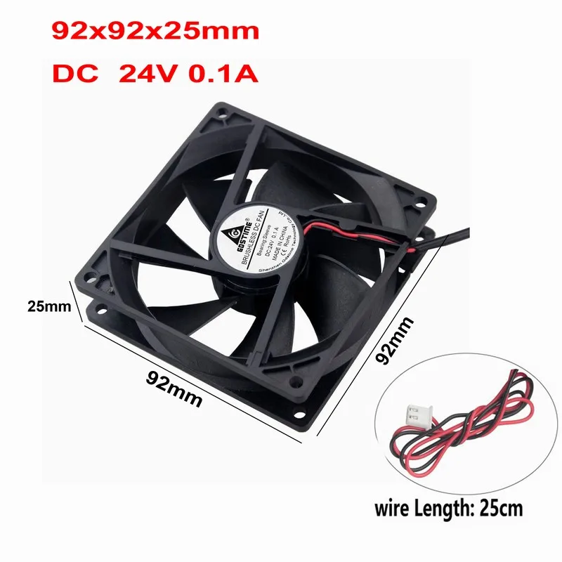 

2 Pcs Gdstime DC 24 Volt 92mm 92x92x25mm Axial Flow Mechanical Brushless Cooler Cooling Fan 24V 90mm