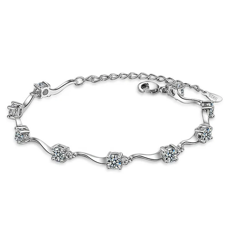 Женский браслет на застежке, с циркониевой волной, 5 А