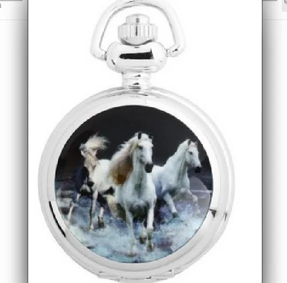 0   Fashionable personality three horses pocket watch small ceramic pocket watch cartoon pocket watch with chain spot